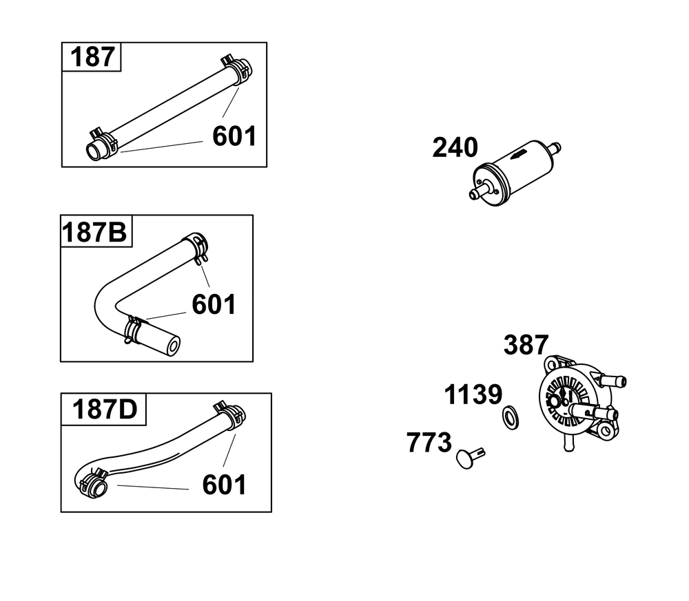 Fuel Supply Group Diagram and Parts List for 31S977-0008-B5 200000 - 399999 Briggs and Stratton Engine